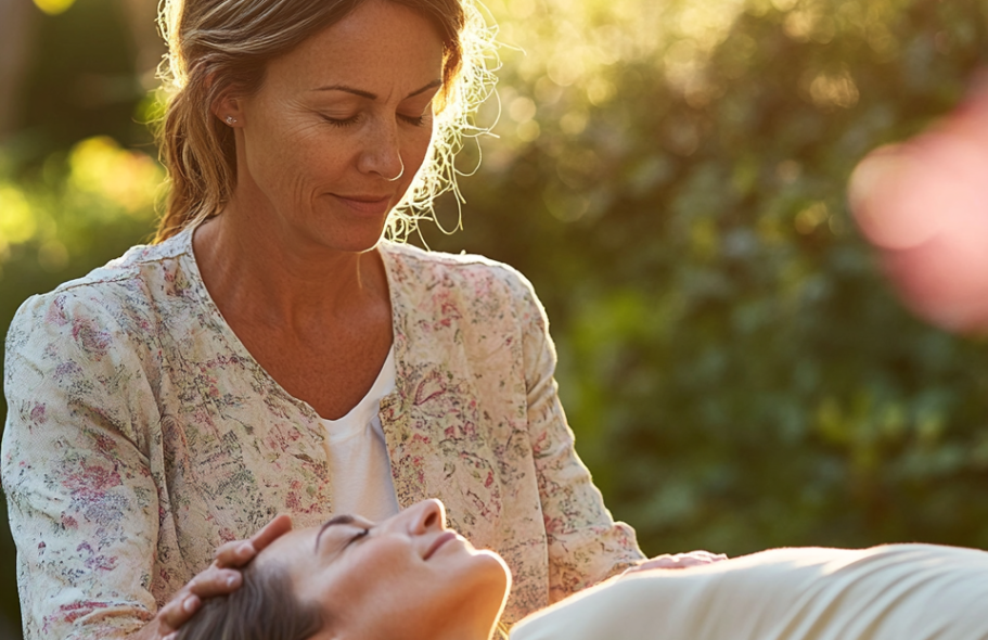 Séance de fasciathérapie Méthode Danis Bois en extérieur - soin individuel en retraite bien-être Access Flow